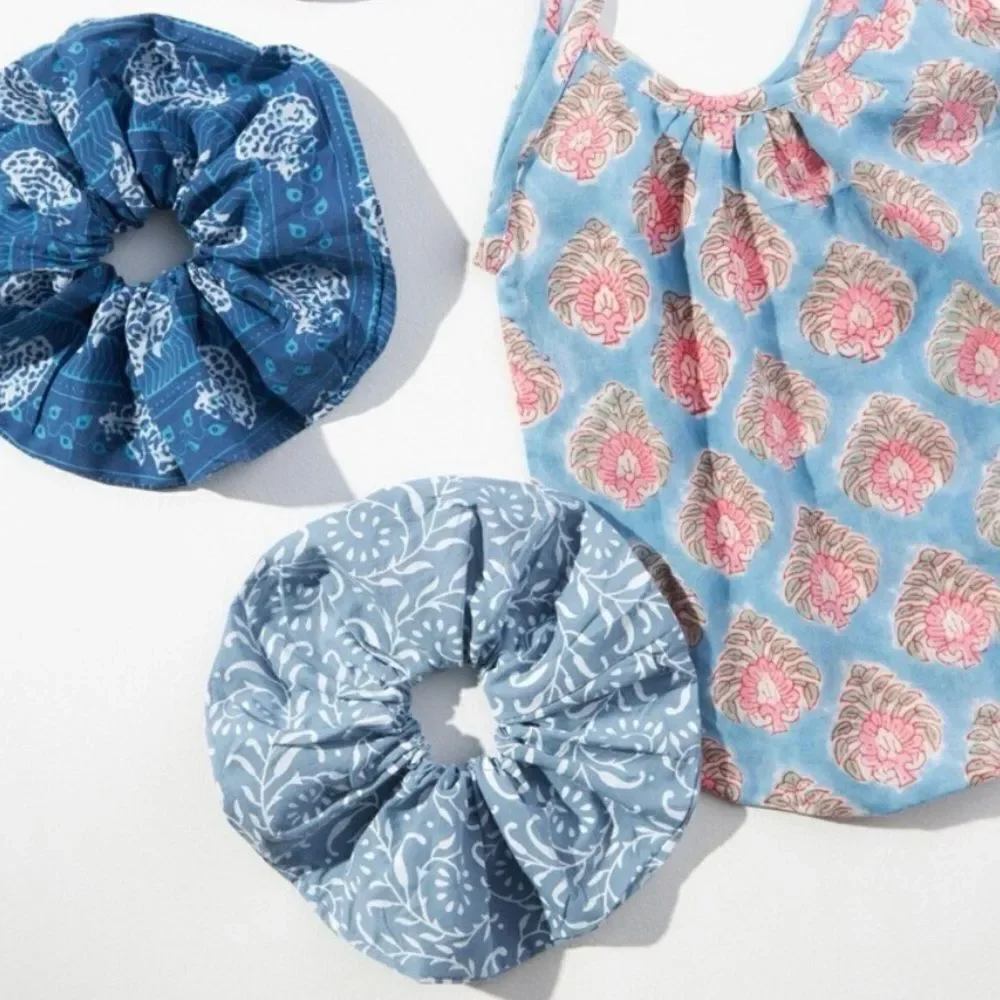 NWOT New Anthropologie 2 Piece Scrunchie Set w/Bag Preppy Back to School Boho